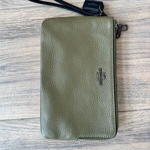 Coach Olive Green Leather Wristlet